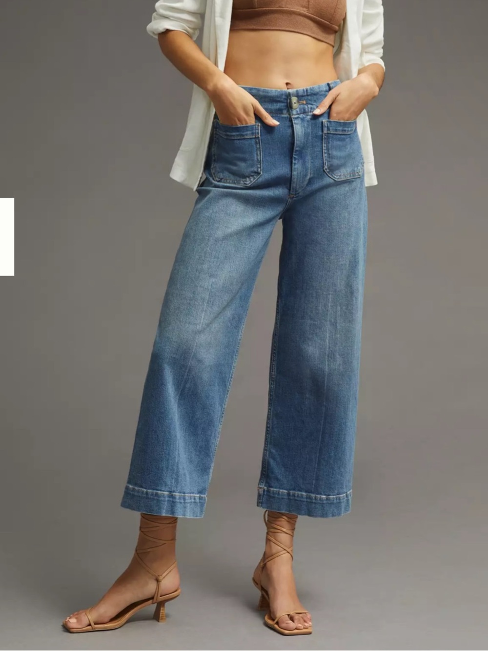 Pilcro wide leg jeans crop the skipper high rise front patch pockets 27